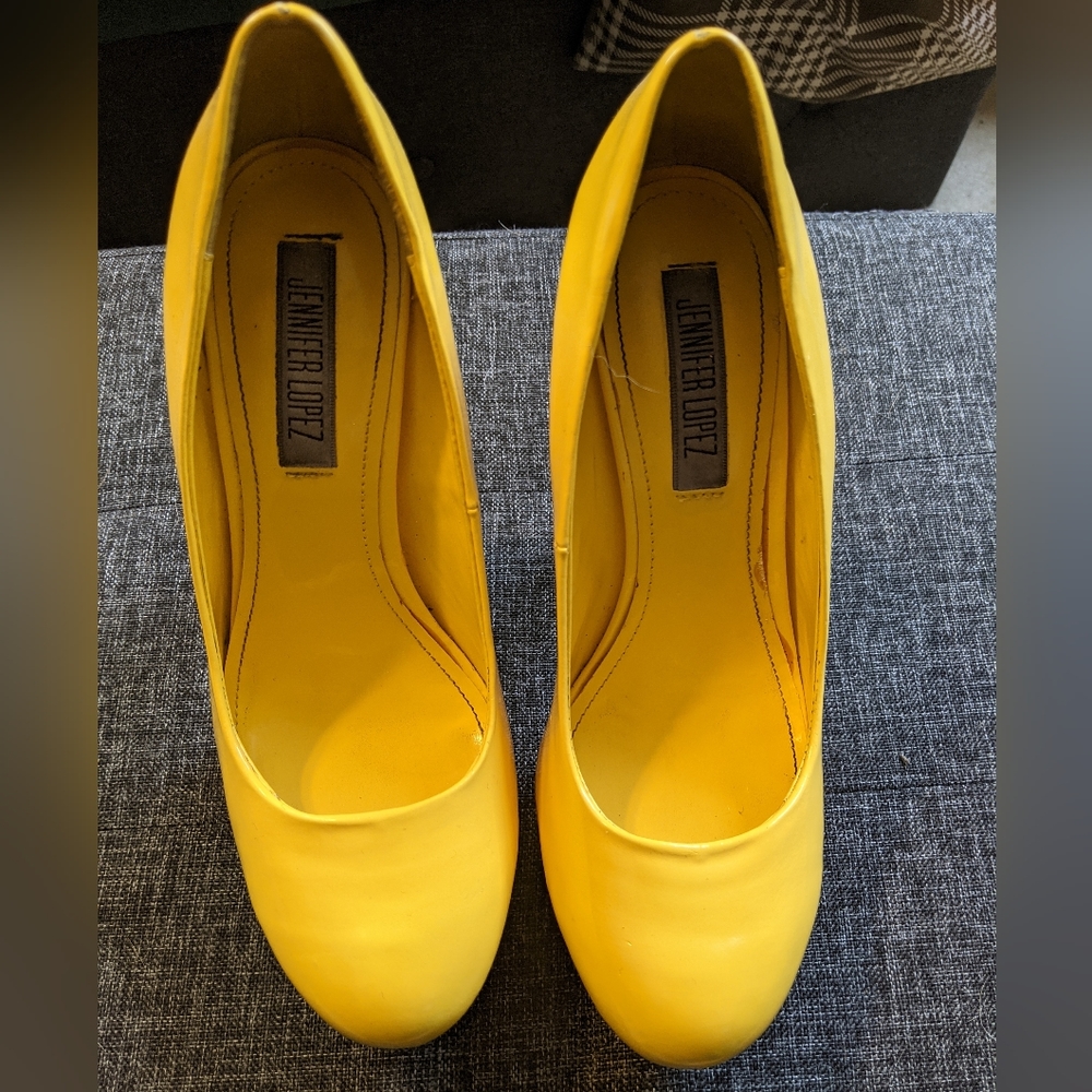 JLo Yellow Cork Heels